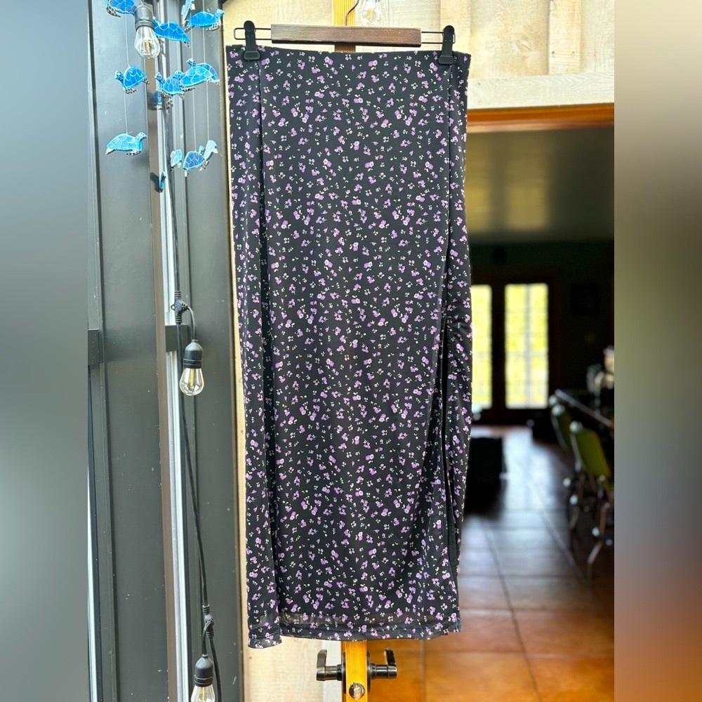 Floral Black and Purple Free People Skirt